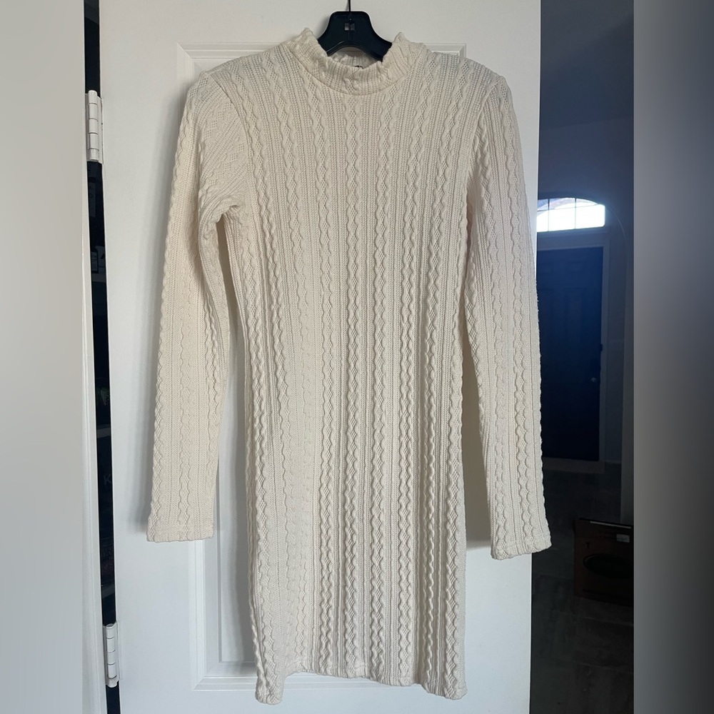 Forever 21 cream mock neck dress